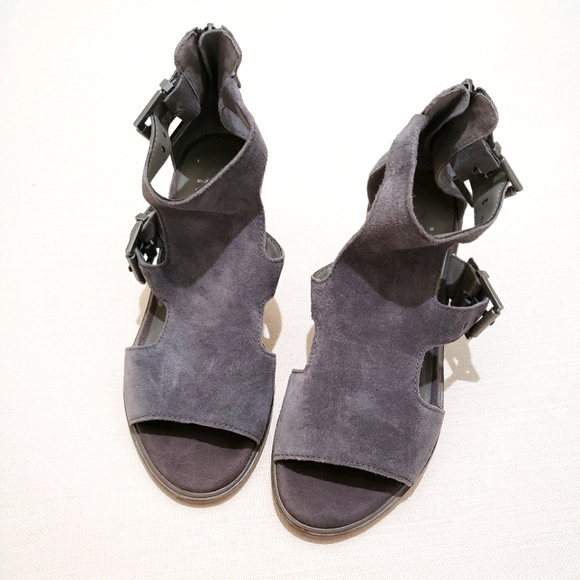 Nicole Gray Zipper/Buckle Heels - Picture 2 of 7